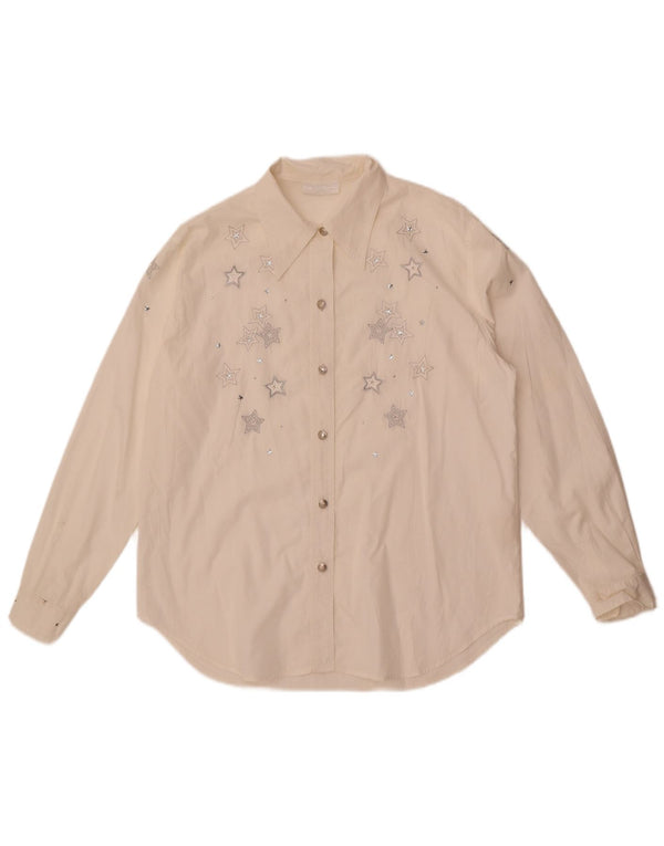 Roccobarocco grafisk skjorte til kvinder IT 44 Medium hvid geometrisk bomuld