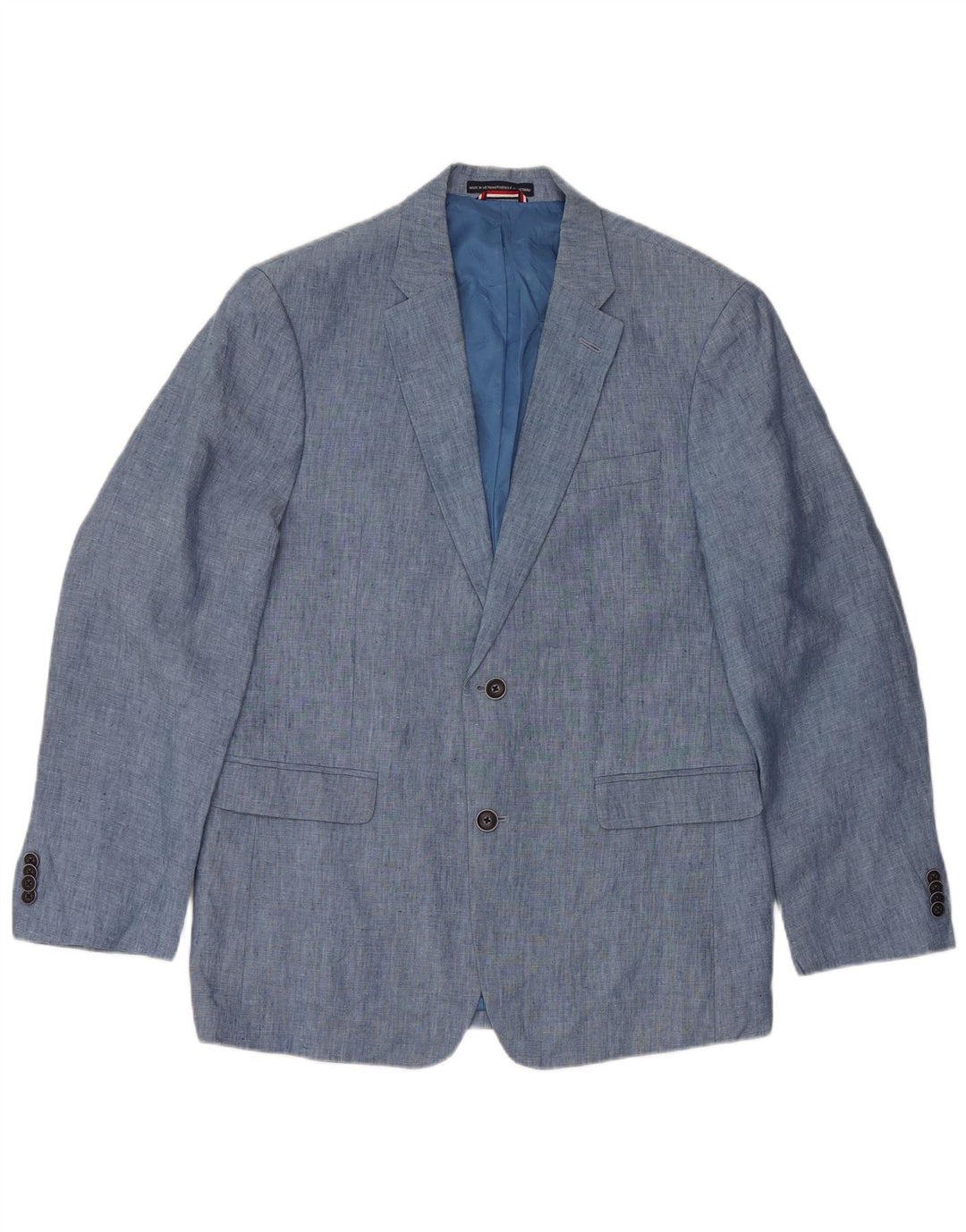 VINTAGE Mens 2 Button Blazer Jacket UK 38 Medium Blue Linen