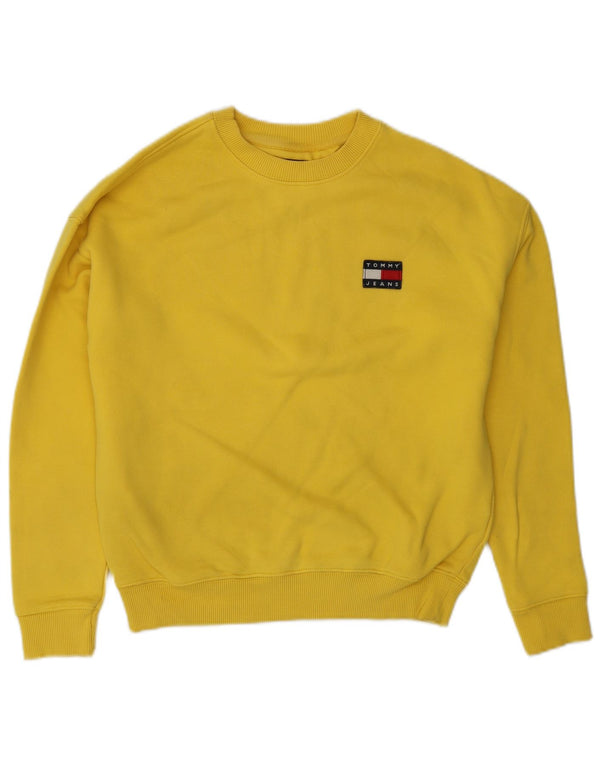 TOMMY HILFIGER Oversized sweatshirttrøje til kvinder UK 6 XS Gul bomuld