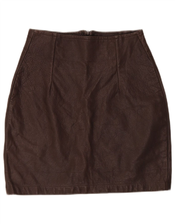 VINTAGE Dame Mini Læder Nederdel W26 Lille Brun