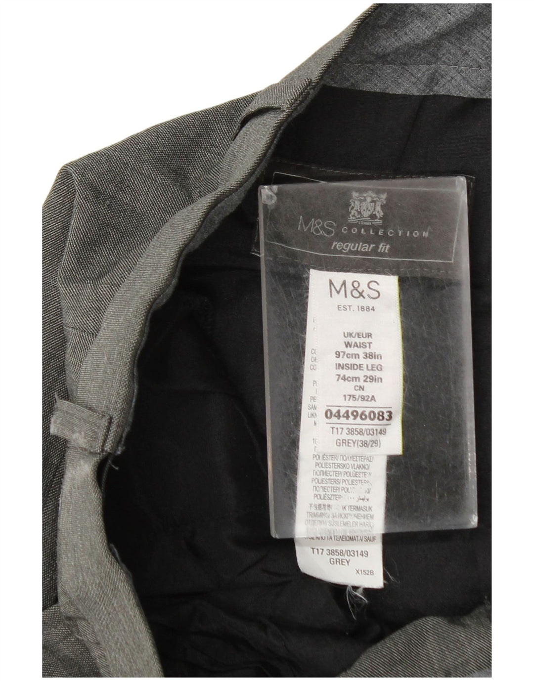 Marks & Spencer Herre Regular Fit Suit Bukser W38 L29 Grå polyester