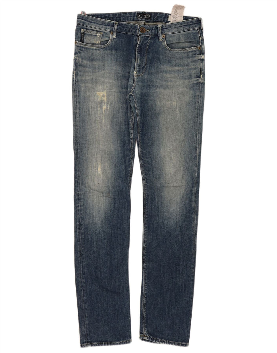 Armani Dame Fitted Distressed Slim Jeans W32 L32 Blå Bomuld