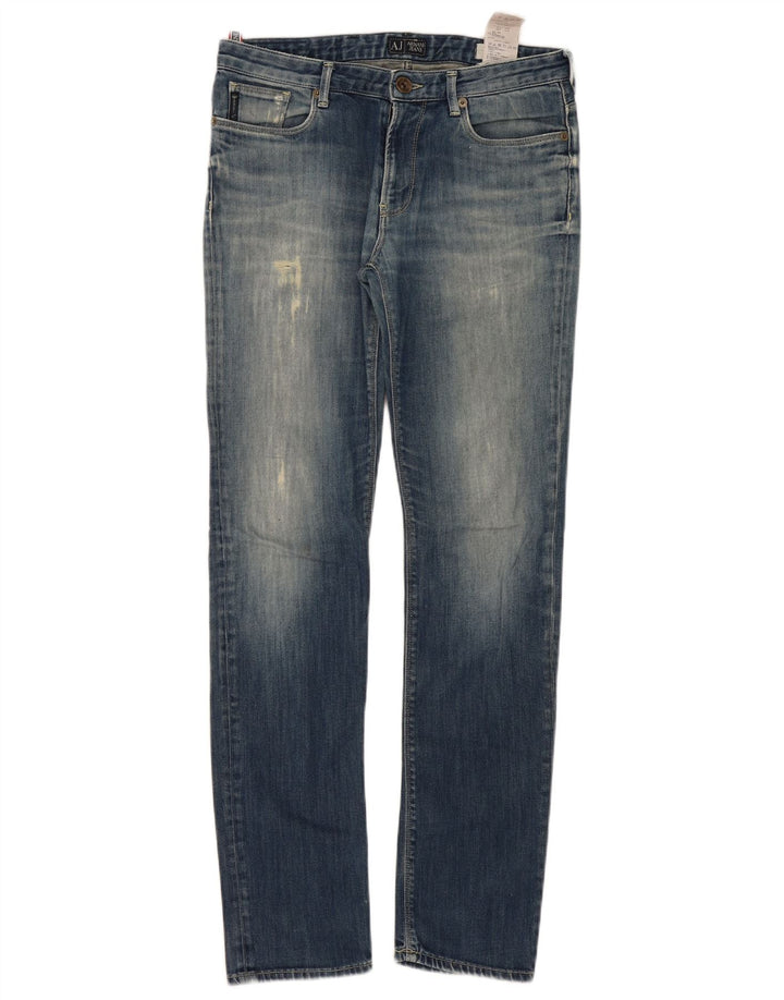 Armani Dame Fitted Distressed Slim Jeans W32 L32 Blå Bomuld