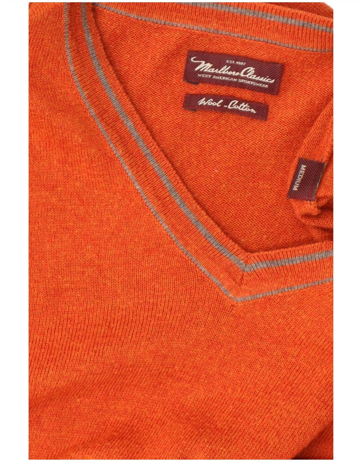 Marlboro Classics Herre V-hals sweater Medium Orange Uld