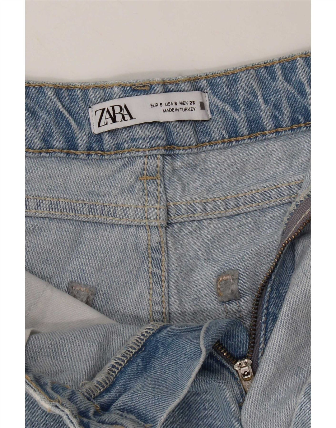 Zara Dame denim Shorts Små W26 Blå