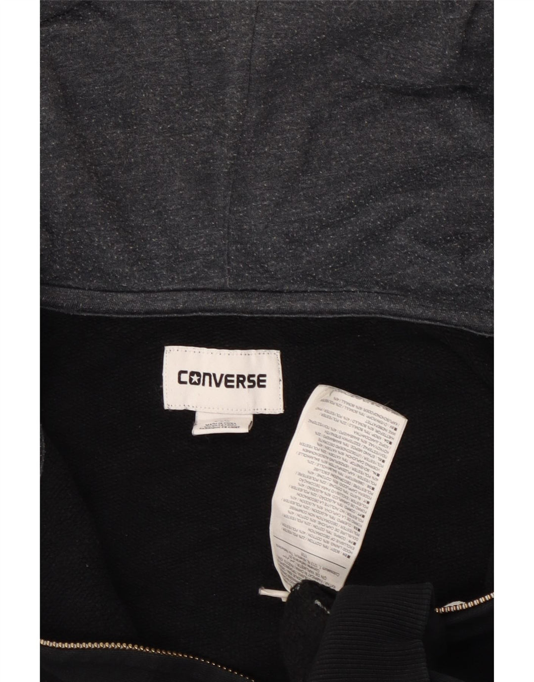 CONVERSE Dame Chuck Taylor Hættetrøje med lynlås UK 14 Medium Sort Bomuld