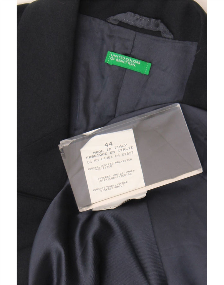 Benetton Dame 3 Button Blazer Jacket IT 44 Medium Navy Blue Polyester