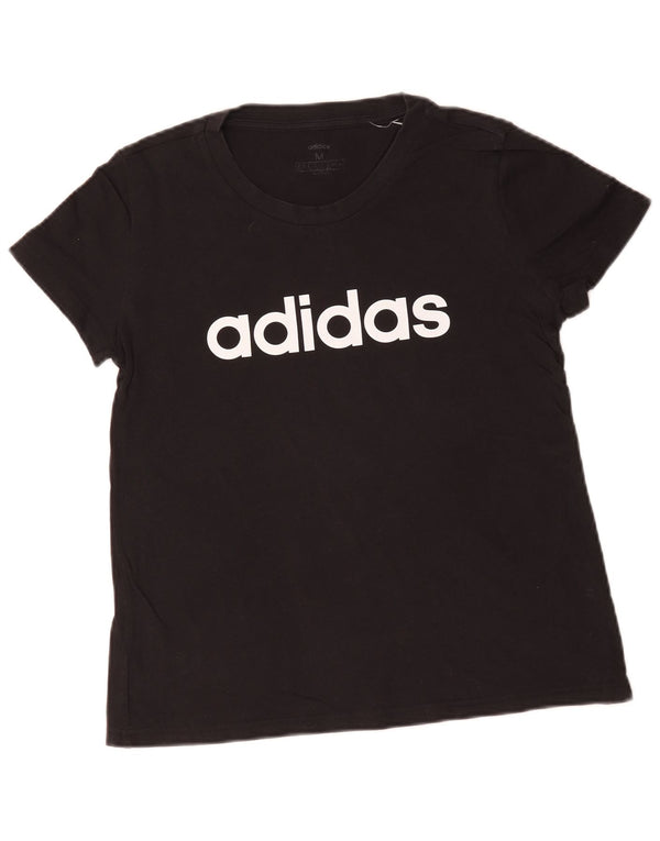 Adidas Womens Graphic T-Shirt Top UK 12/14 Medium Black Cotton