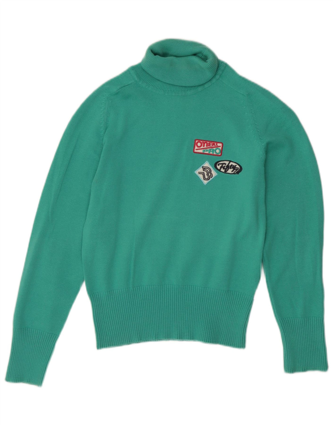 O'Neill Dame Rullehals Sweater UK 8 Lille grøn bomuld