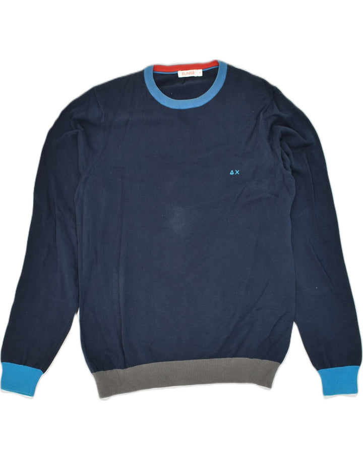 SUN68 Mens Crew Neck Jumper Sweater Small Navy Blue Cotton | Vintage Sun68 | Thrift | Second-Hand Sun68 | Used Clothing | Messina Hembry 