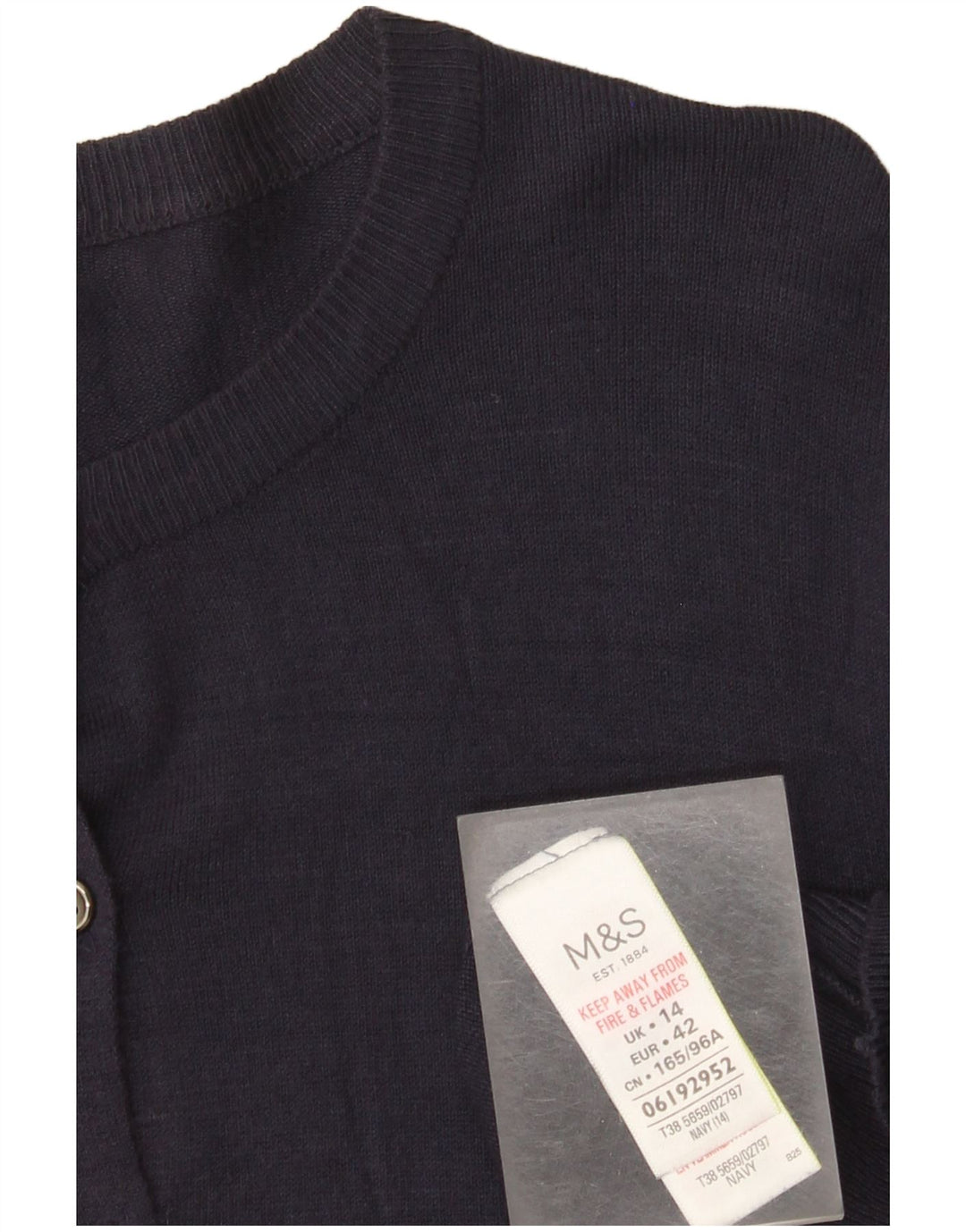 Marks & Spencer Dame Cardigan Sweater UK 14 Large Navy Blue Viscose