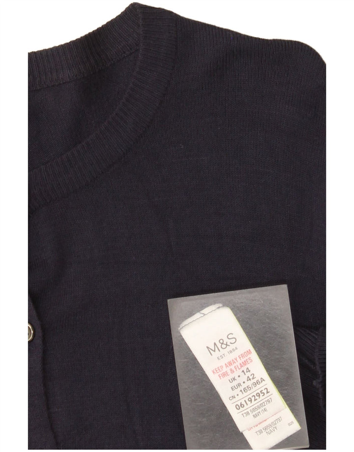 Marks & Spencer Dame Cardigan Sweater UK 14 Large Navy Blue Viscose