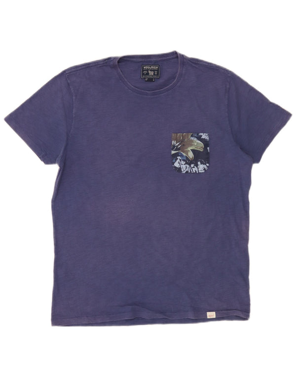 Woolrich Herre T-Shirt Top Medium Blå Bomuld