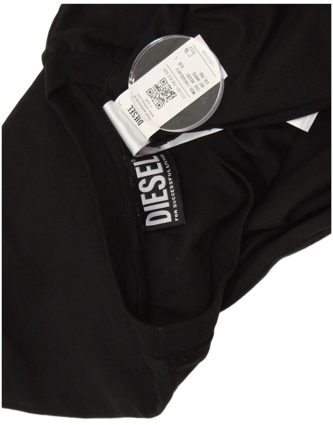 DIESEL Herre Grafisk T-Shirt Top Stor Sort Bomuld