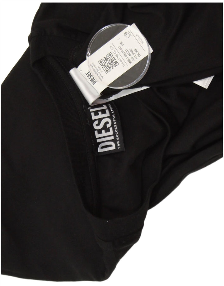 DIESEL Herre Grafisk T-Shirt Top Stor Sort Bomuld
