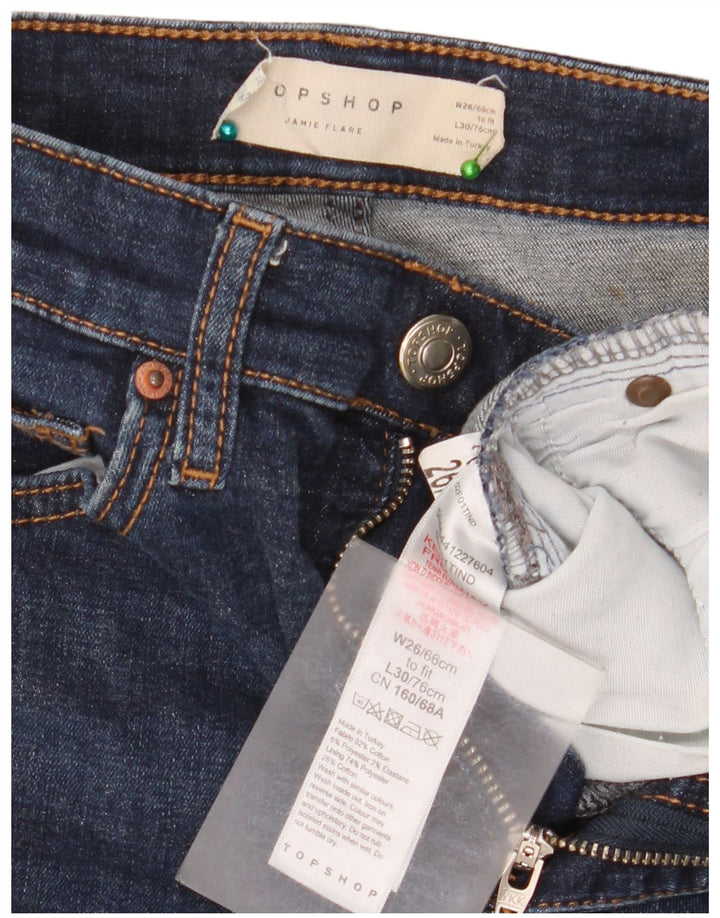 Topshop Dame Jamie Flared Jeans W26 L30 Marineblå Bomuld