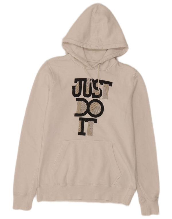 Nike Graphic Hoodie Jumper UK 14 Medium White Bomuld