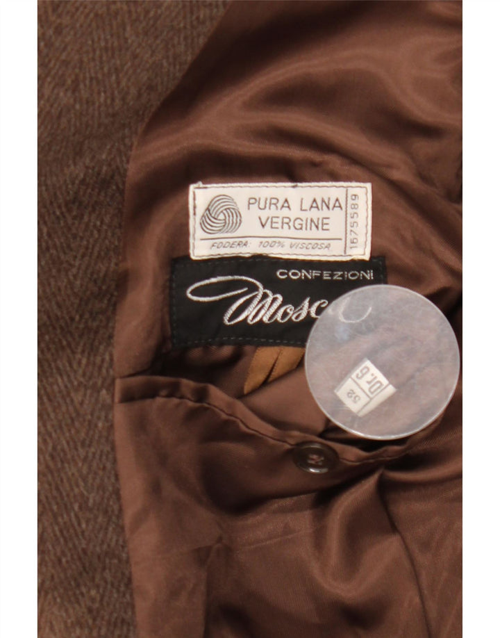 Vintage Dame Overfrakke IT 52 2XL Brun Uld