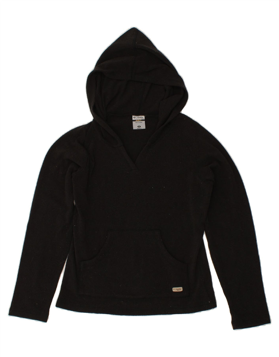 COLUMBIA Womens Hooded Fleece Jumper UK 10 Small Black Polyester Vintage Columbia and Second-Hand Columbia from Messina Hembry 