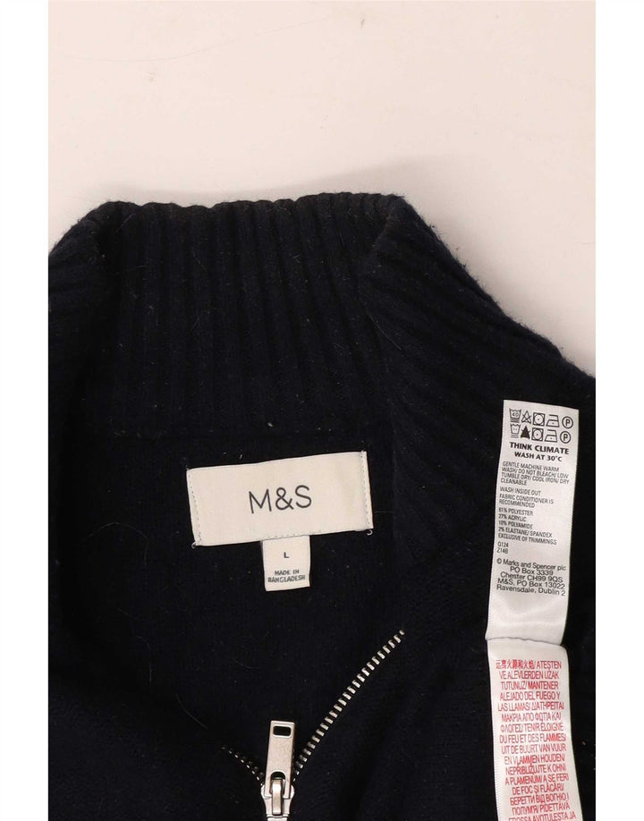 Marks & Spencer Herre Zip Neck Jumper Sweater Stor Marineblå Stribet