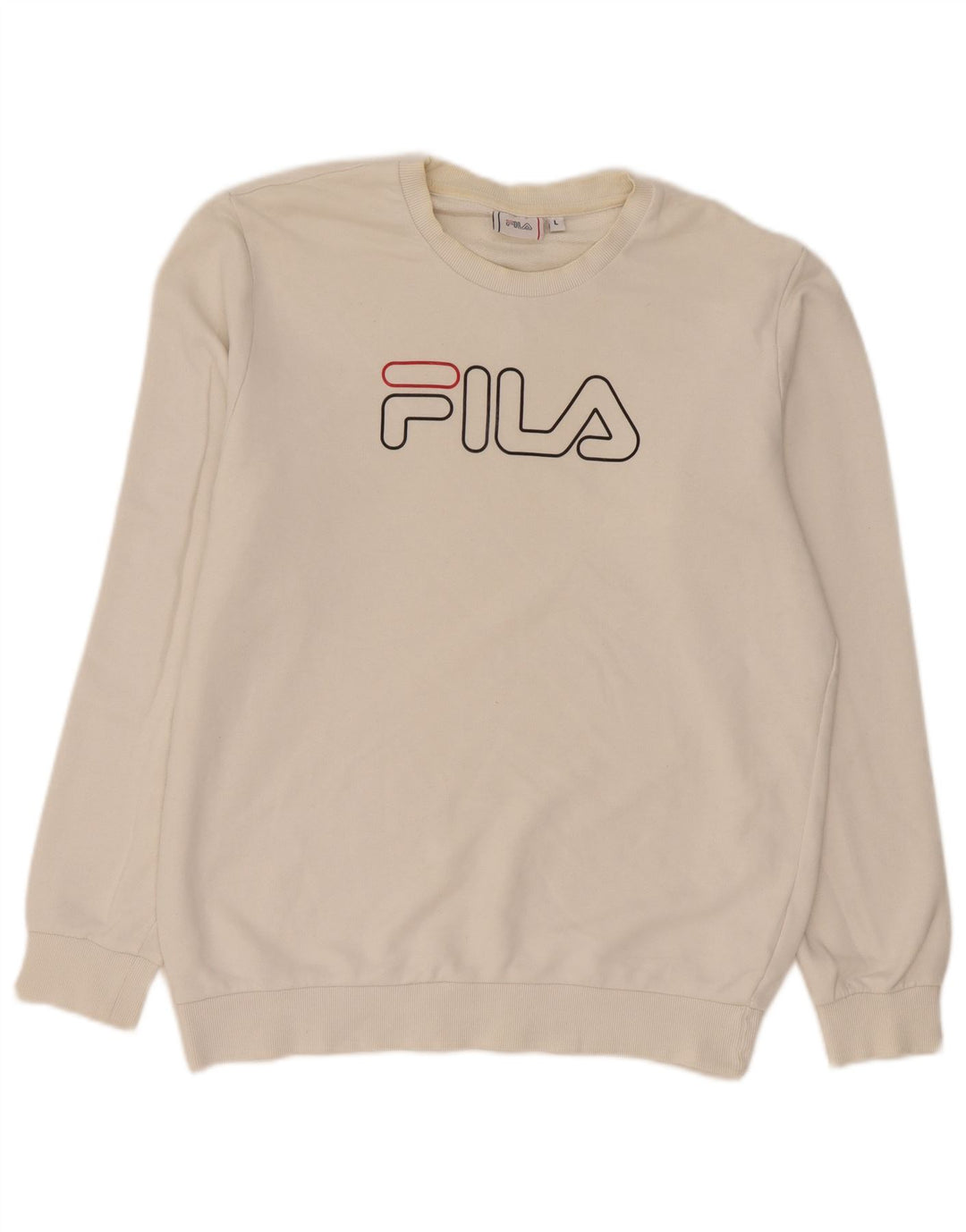 Fila Herre Grafisk Sweatshirt Jumper Stor Hvid Bomuld