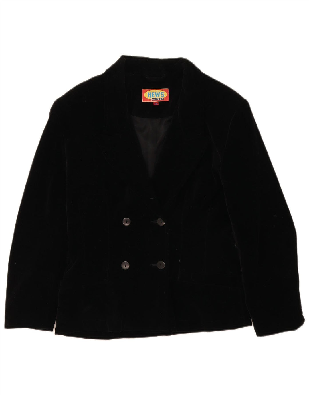 Vintage Dame Oversized Dobbeltradet Blazer Jacket EU 36 Small Black