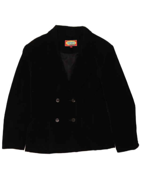 Vintage Dame Oversized Dobbeltradet Blazer Jacket EU 36 Small Black