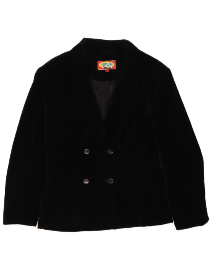 Vintage Dame Oversized Dobbeltradet Blazer Jacket EU 36 Small Black