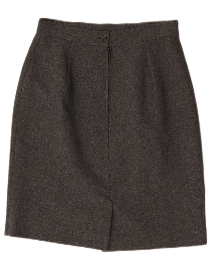 Vintage kvinders højtalje blyantnederdel IT 44 Medium W26 Grå polyester