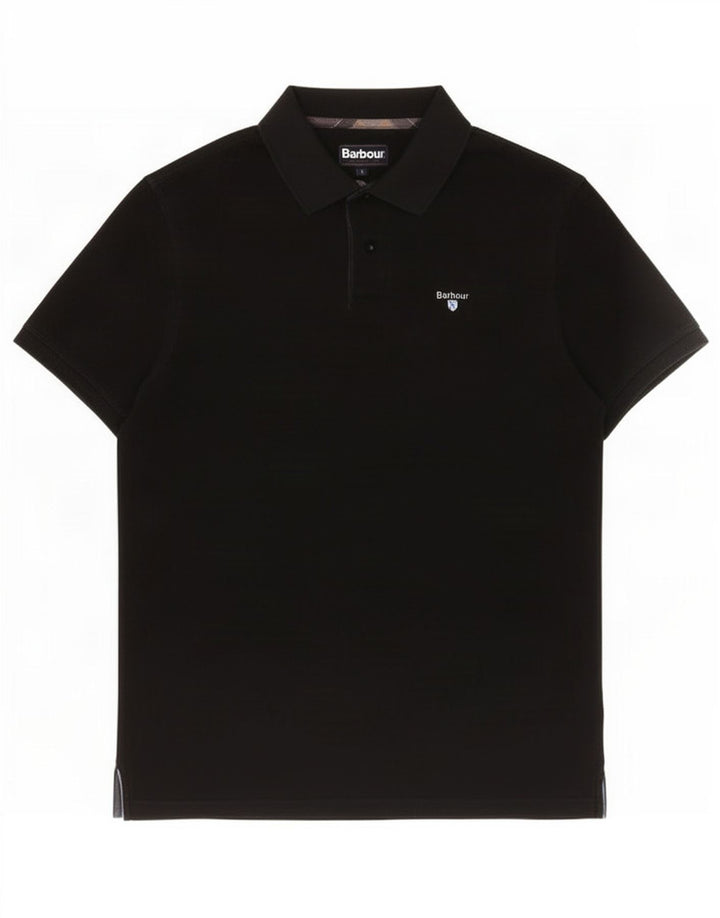 Barbour herre poloskjorte stor sort bomuld