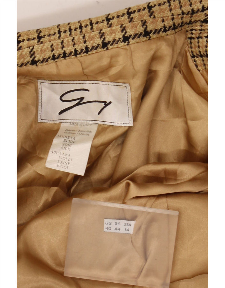 GENNY Dame 2-knaps blazerjakke US 14 XL Beige ternet silke