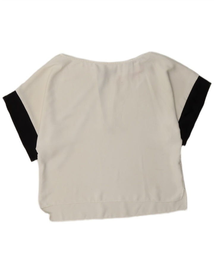 Zara Dame Oversized Bluse Top UK 6 XS White Colourblock