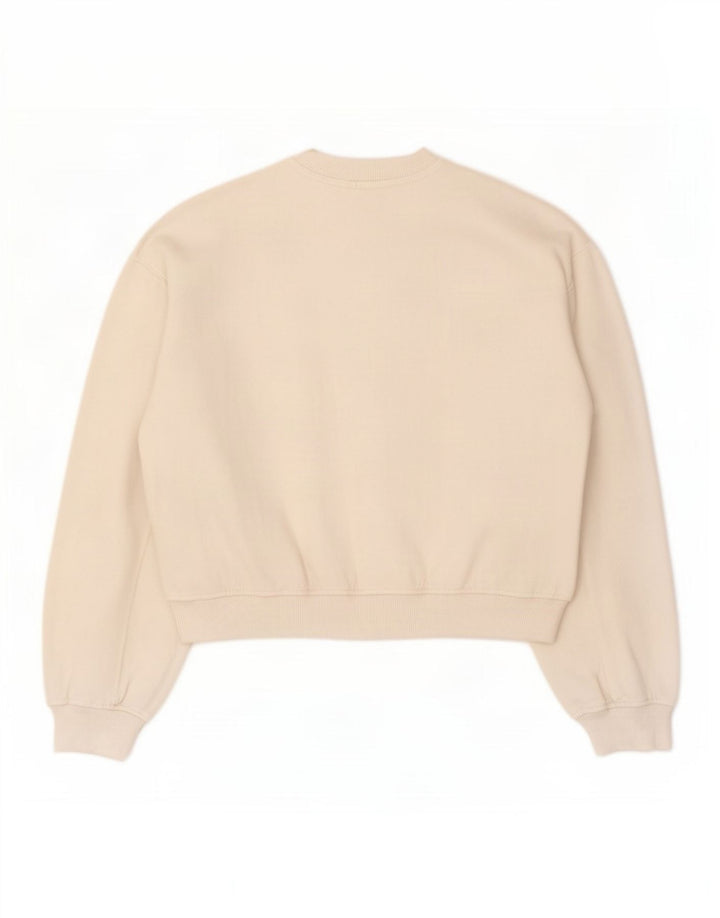 Zara Womens Crop Oversized Sweatshirt Jumper UK 14 Medium White Bomuld