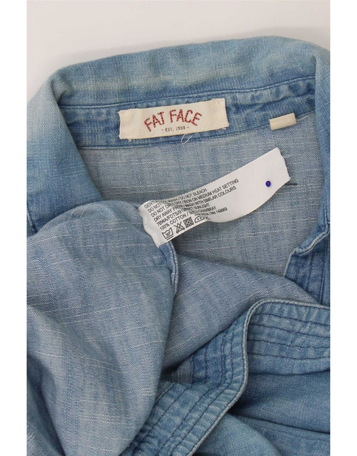 Fat Face Dame Denim Kjole UK 12 Medium Blue Cotton