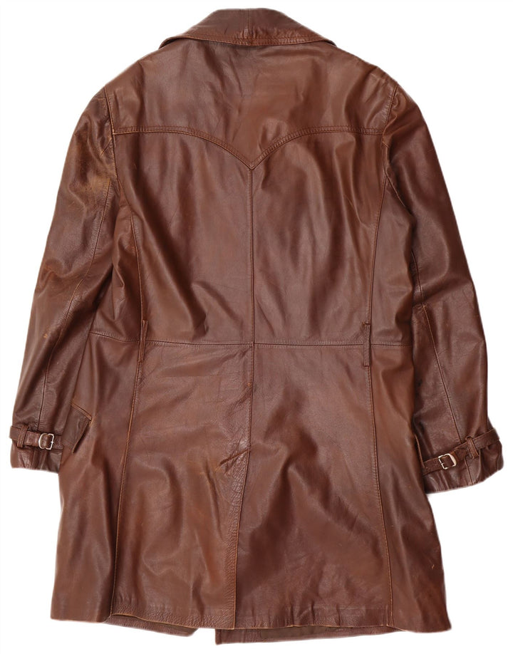 Vintage herre dobbeltradet læderfrakke UK 38 medium brun