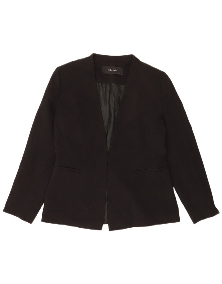 Zara Dame Blazer Jacket UK 16 Stor Sort Polyester