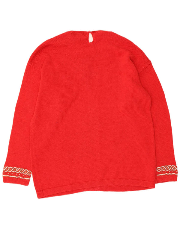 Victoria Harbour Dame Boat Neck Jumper Sweater UK 14 Medium Red Ramie