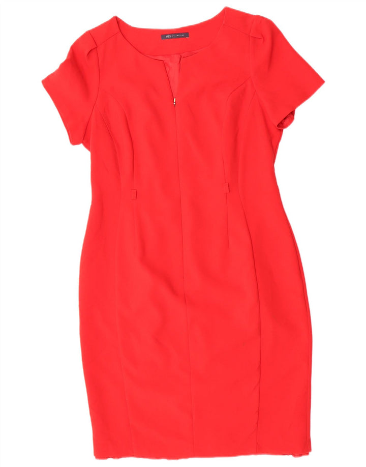 Marks & Spencer Womens Sheath Dress UK 14 Large Red Polyester