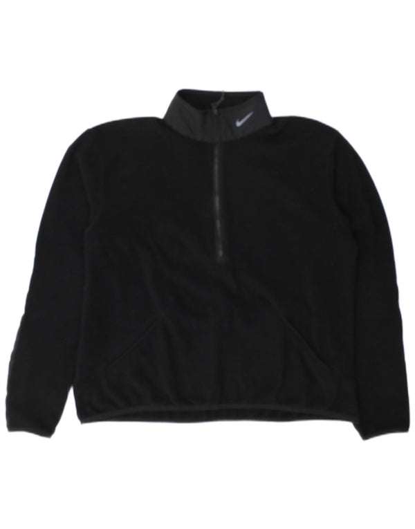 Nike Womens Therma-Fit Zip Neck Fleece Jumper UK 14 Medium Black Polyester