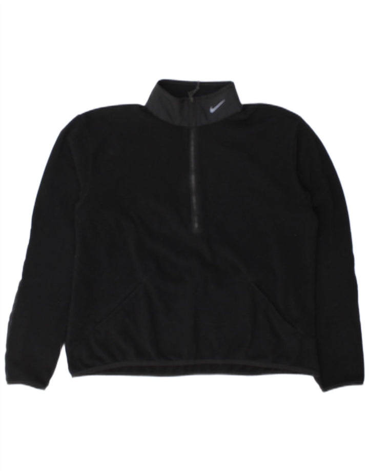 Nike Dame Therma-Fit Fleece Jumper med lynlås, UK 14 Medium Sort Polyester