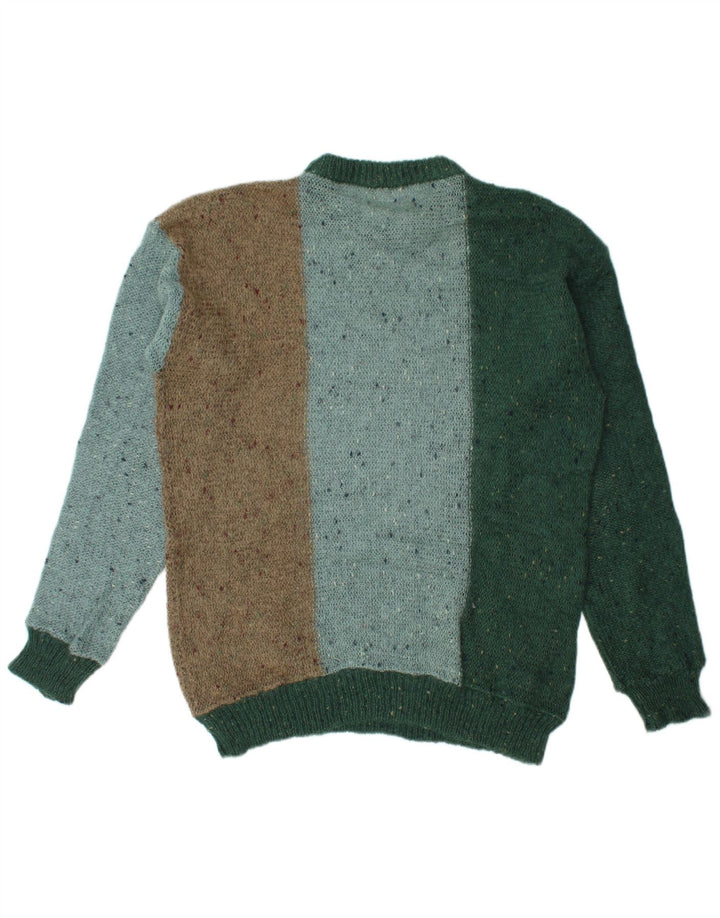 Vintage sweater med rund hals til mænd IT 54 XL flerfarvet flækket uld