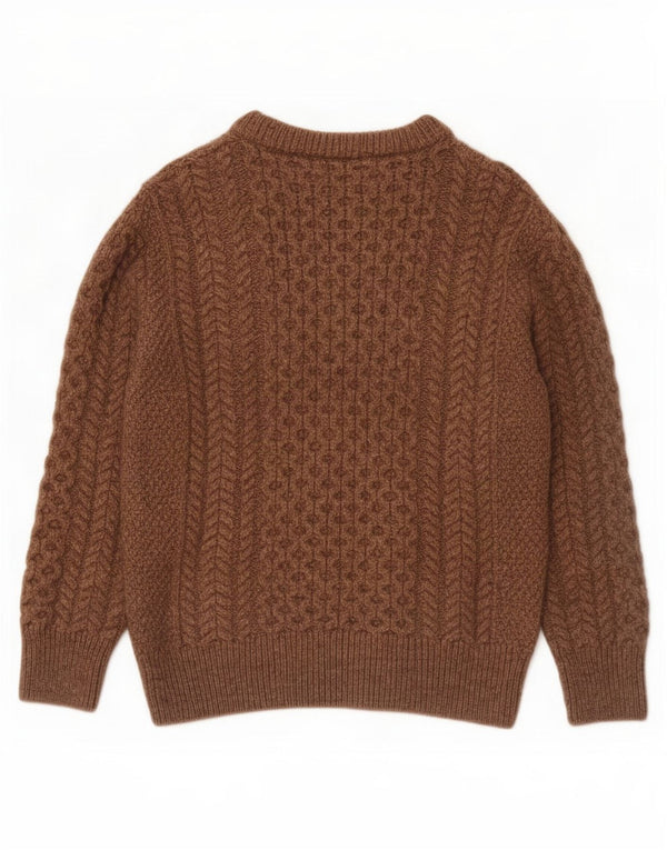 Original Aran CO. Womens Boat Neck Jumper Sweater UK 10 Small Brown