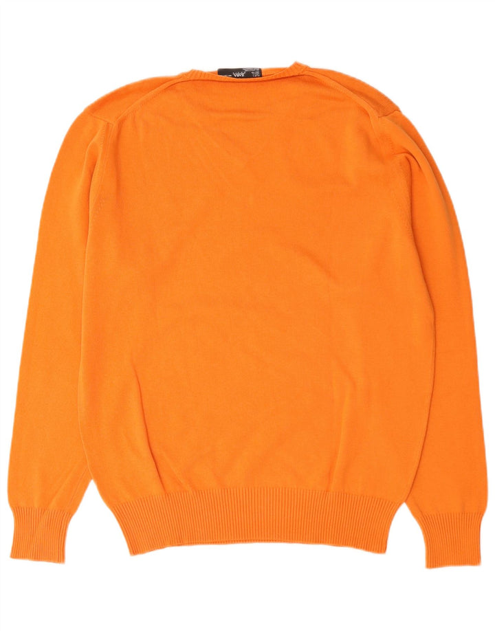 Zara Herre V-hals sweater Stor Orange Bomuld