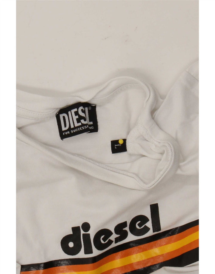 Diesel Dame Grafisk T-Shirt Top UK 14 Large White