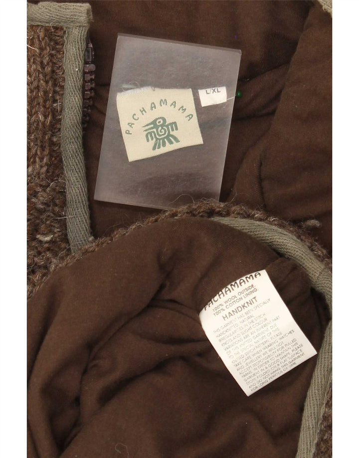 Pachamama Herre Zip Neck Jumper Sweater Stor Brun Uld