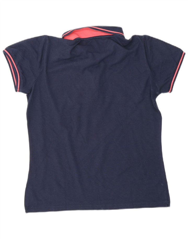 KAPPA Dame Polo Shirt UK 12 Medium Navy Blue Bomuld