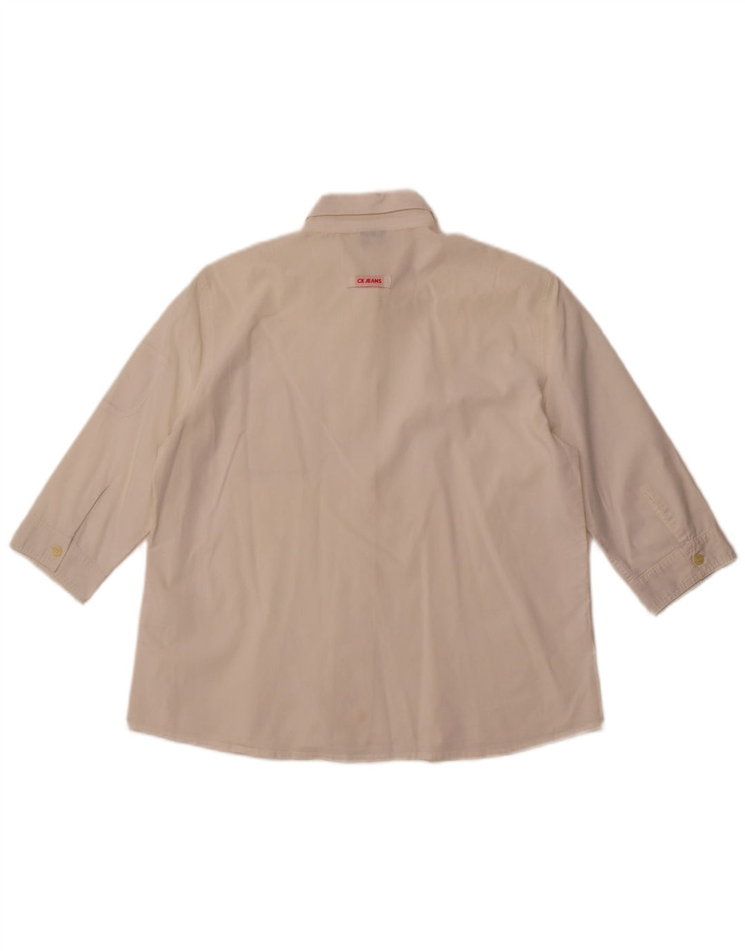 CALVIN KLEIN JEANS skjorte med 3/4 ærmer til kvinder UK 16 Large Off White