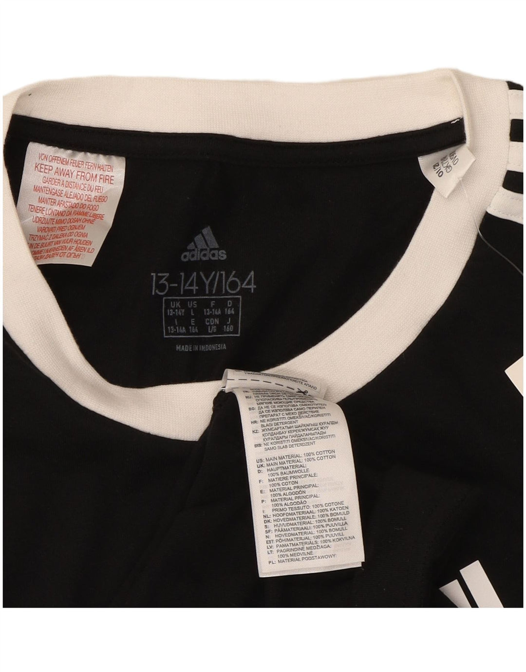 Adidas Boys T-Shirt Top 13-14 år Sort Bomuld
