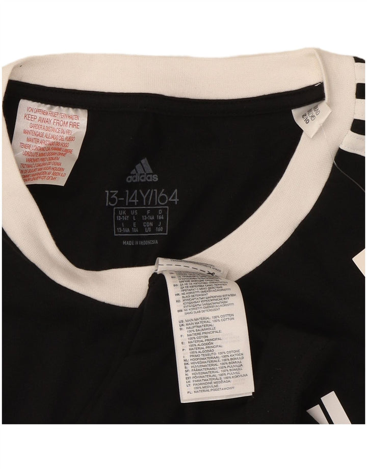 Adidas Boys T-Shirt Top 13-14 år Sort Bomuld