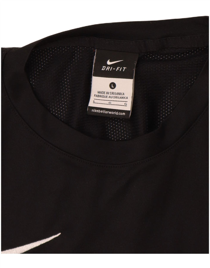 NIKE Herre Dri Fit T-Shirt Top Stor sort polyester
